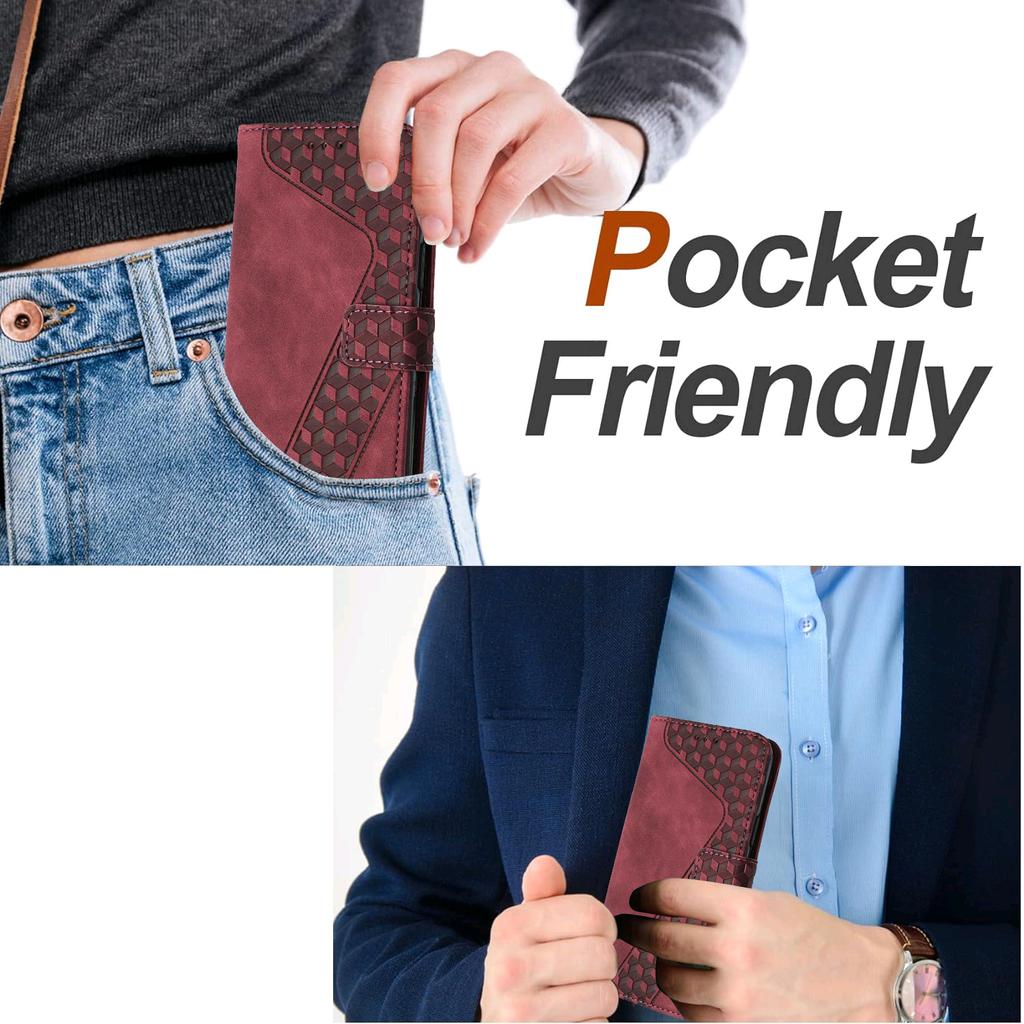 For iPhone 15 Pro Max Leather Case 7-Shaped Pattern Wallet Stand Shockproof Phone Cover