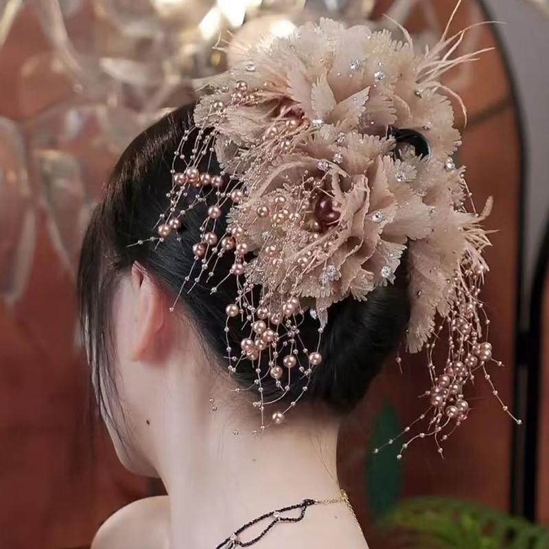 Элегантная сетчатая цветочная заколка для волос для женщин Элегантная заколка-кисточка в виде акулы Модные аксессуары для волос для девочек