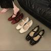 Thick Heel Red Mary Jane Single Shoes Women's Shoes 2025 New Spring and Autumn Square Head French Spring with Skirt Small Leather Shoes