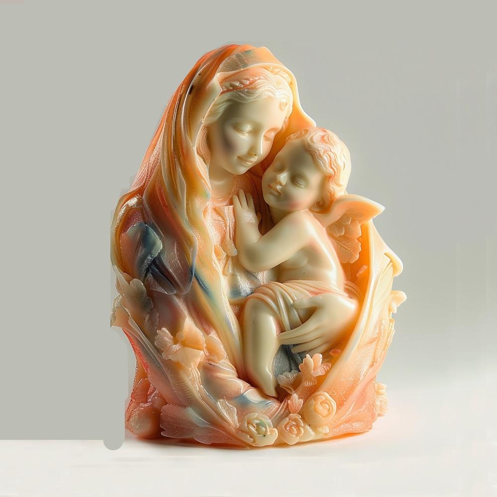 3D Дева Мария Богиня Обнимающая Мальчика Силиконовая Форма Подарок на День Матери День Благодарения Сердце Ангел Бетон Цемент Гипс Формы