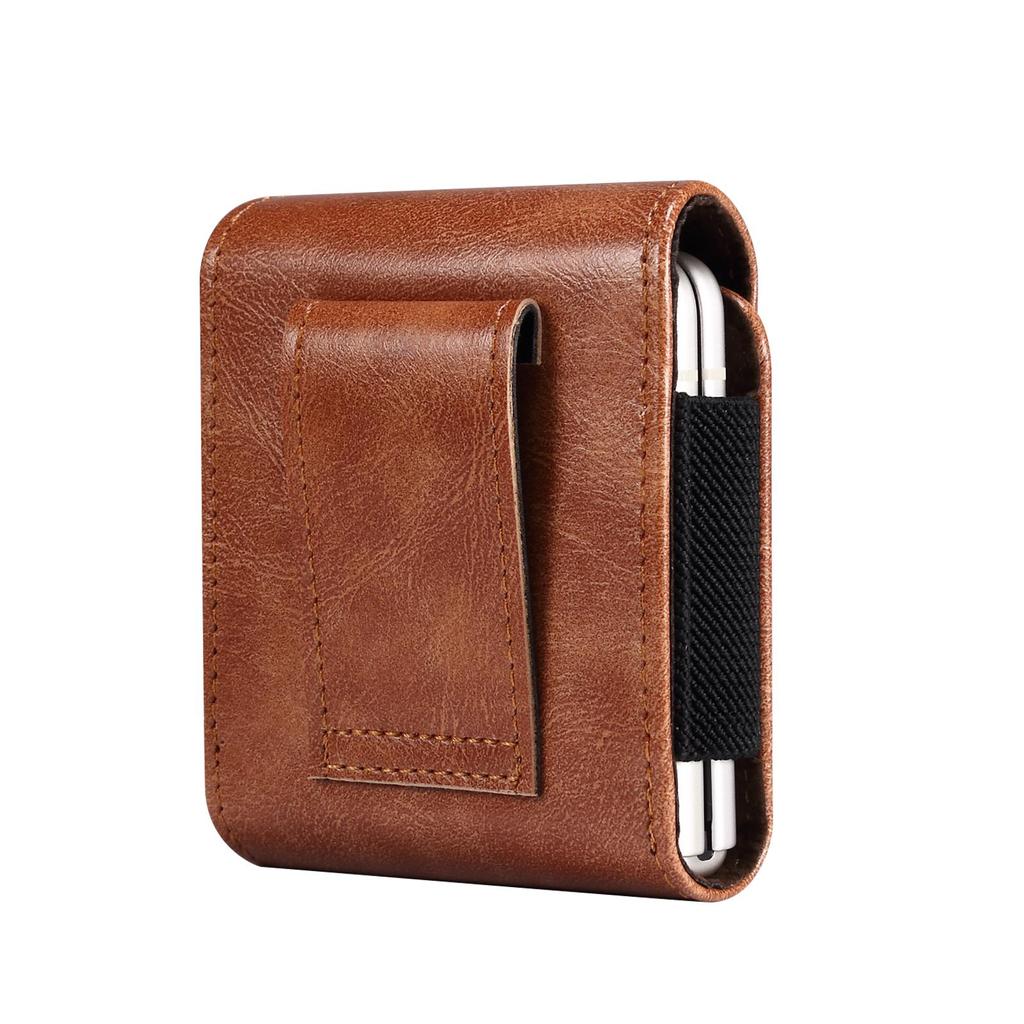 Роскошный кожаный чехол для телефона с зажимом на ремень, поясная сумка для Samsung Z Flip 5 4 3 5G, Galaxy Z Flip5 Flip4, Oppo Find N2 Flip, мужская кобура Moto Razr 40