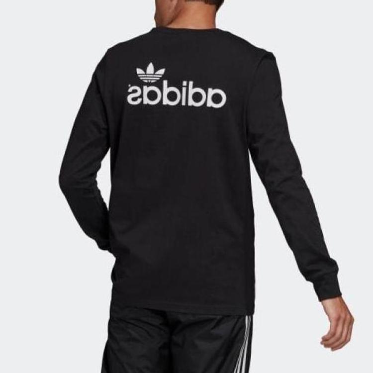 adidas Повседневная универсальная спортивная футболка с логотипом и длинным рукавом, мужские топы, черный FM3391