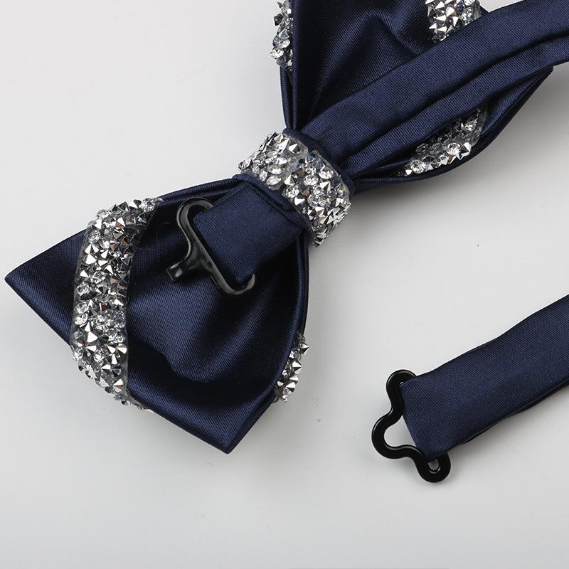 Липкий бриллиантовый галстук-бабочка мужской однотонный бордовый свадебный жених банкетный ведущий атласный галстук-бабочка