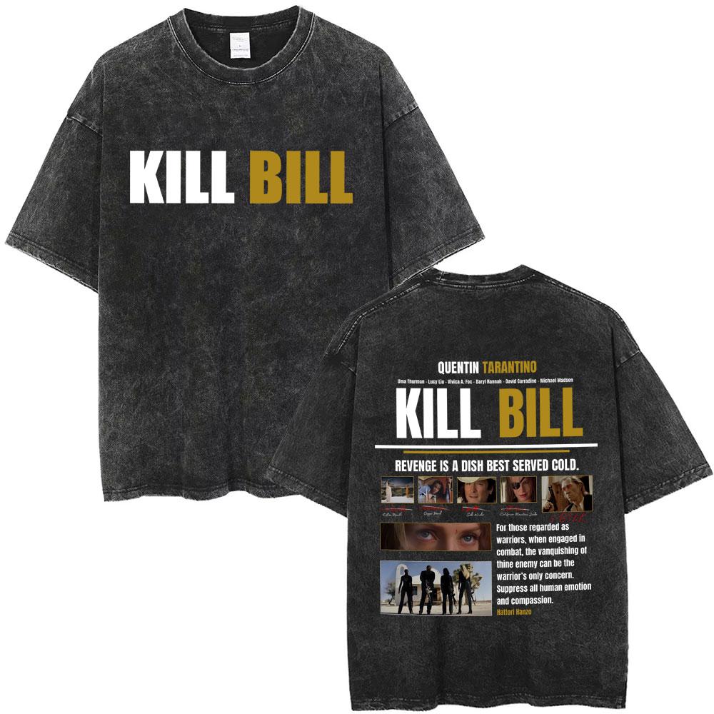 Hattori Hanzo RED Swords and Sushi Kill Bill Okinawa Japan Tarantino Vintage Washed T Shirts Men Women Casual Retro Streetwear