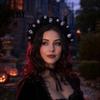 Pumpkin Witch Headband Halloween Floral Headband, Handmade 3D Shape Widened Fit Photogenic For Women Hair Hoop, Non-Slip with Decoration