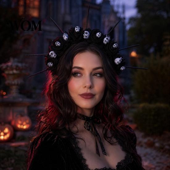 Pumpkin Witch Headband Halloween Floral Headband, Handmade 3D Shape Widened Fit Photogenic For Women Hair Hoop, Non-Slip with Decoration