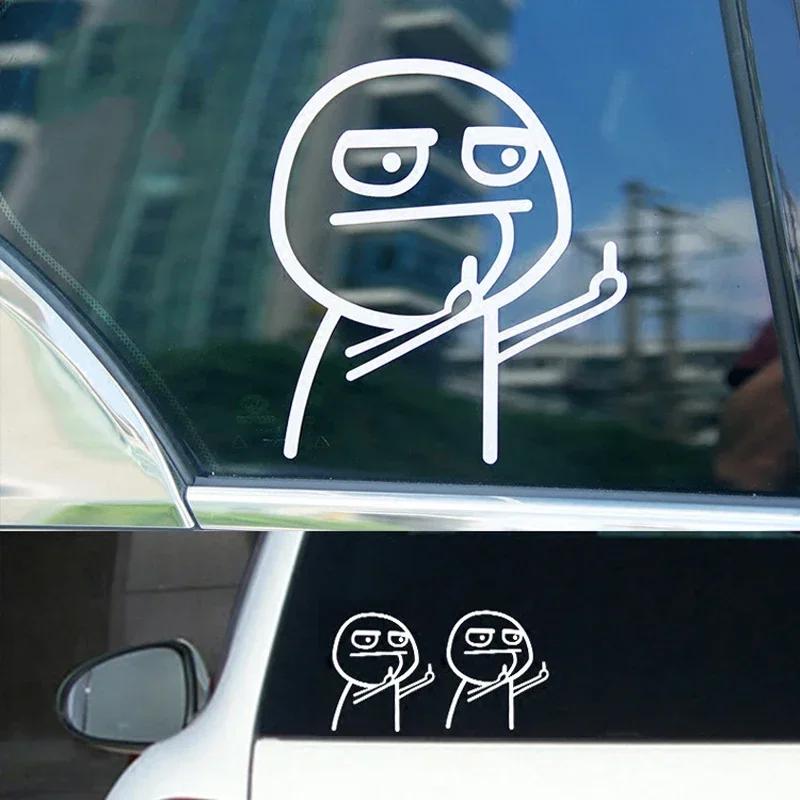 Funny Middle Finger Troll Face Meme Stickers for Bumper Art Kid Decorations Cartoon Wall Anime Cute Car Home Luggage