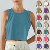 Женская однотонная спортивная повседневная футболка без рукавов короткий топ