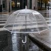 Прозрачный купольный зонт, водонепроницаемый, с длинной ручкой, защита от защемления