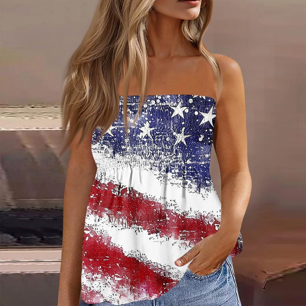 Летние топы-трубы для женщин, милая сексуальная футболка без рукавов с принтом на открытых плечах