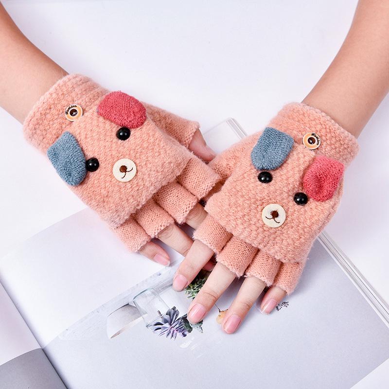 Милые детские перчатки-перевертыши с мультяшным принтом и бархатной подкладкой для тепла и защиты от холода — идеально подходят для письма осенью и зимой