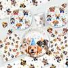 Puppy Dog Birthday Party Supplies,Dog Party Decorations&Tableware Set-Birthday Banner Balloons,Party Plates Cups Table Cloth etc
