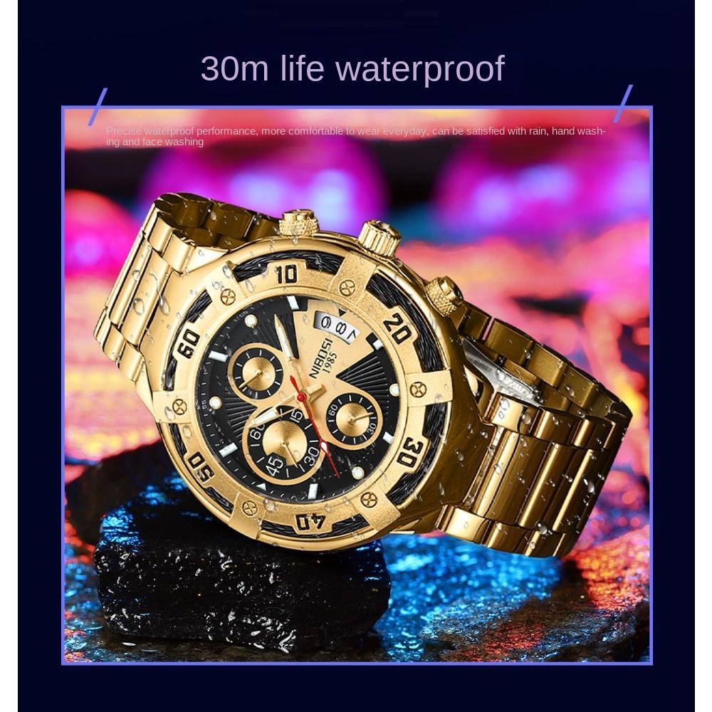 NIBOSI Новые многофункциональные мужские часы Модные деловые кварцевые часы