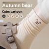 Носки 'Маленький медвежонок' Женские осенне-зимние носки Дышащие до середины икры Однотонные студенческие носки До середины икры Тонкие Мультяшные Милые Хлопковые носки