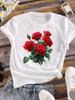 (Asian Size) 90s Trend Cute Sweet Clothing Casual Print Lady Women Tee Top Flower Fashion Short Sleeve T Shirt Female Graphic T-shirts