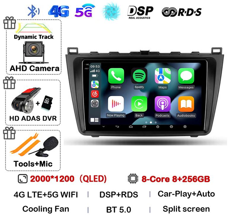 Автомобильное радио Android14 Carplay Auto для Mazda 6 GH 2007 2008 2009 2010 2011 2012 Мультимедиа GPS Видеоплеер Стерео 2din Головное Устройство