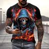 Fashion Horror Skull 3D Print T-Shirts Summer Men Round Neck Short Sleeve T Shirt Casual Oversized Tops Streetwear Kids Clothing