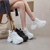 10СМ спортивный стиль папины кроссовки женские 2025 осень новые универсальные повседневные туфли однотонные на шнуровке на толстой подошве белые туфли