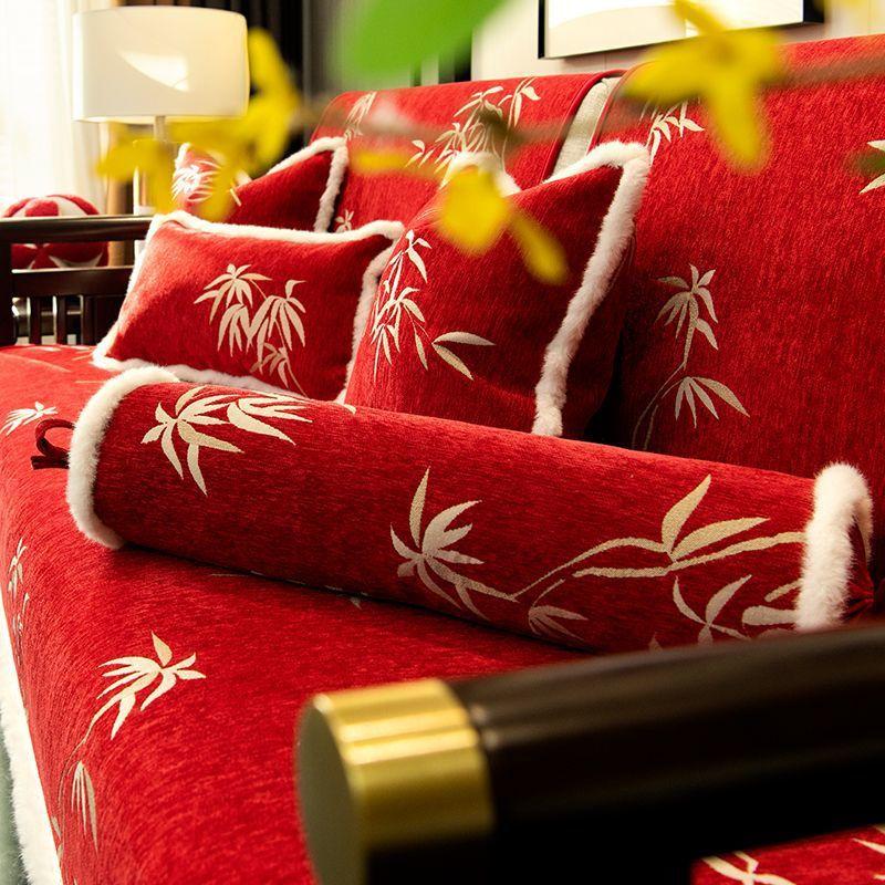 Новый китайский стиль бамбуковый плюшевый диван подушка украшение для дома гостиная нескользящее толстое полотенце для спинки мягкий удобный все включено диванный чехол