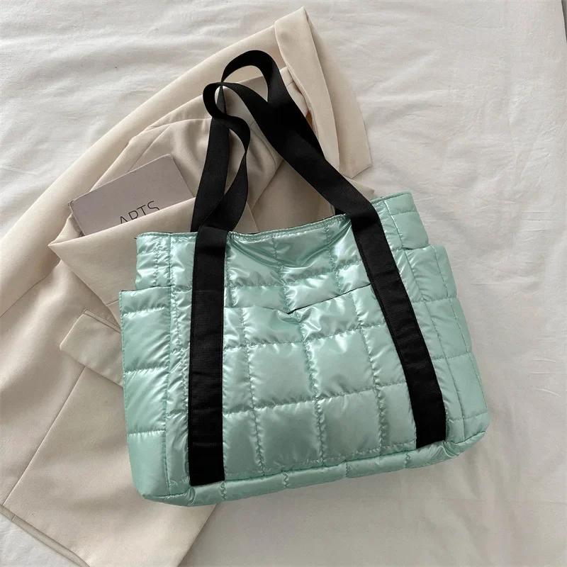 Женская хлопковая сумка осень-зима, новая клетчатая вышитая сумка на плечо, большая вместительная хлопковая сумка, модная трендовая сумка подмышкой