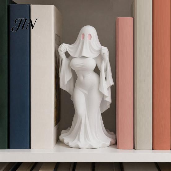 Halloween Decor Figurine Ghost Lady Ornament, Durable PLA 3D Printing Figure, Gothic Decoration Full of Mystery Collectible, for Desktop Bookshelf