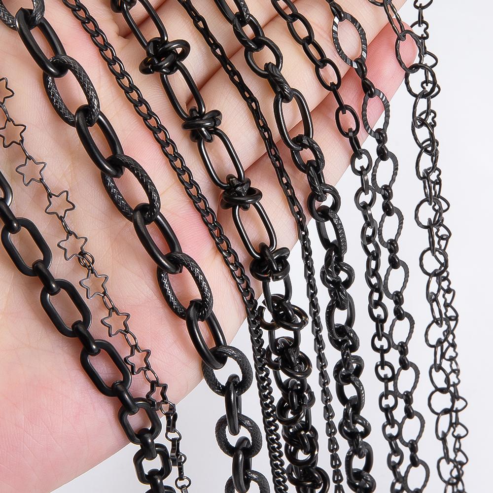 2 метра 1 метр Черненая Цепь для Мужчин Панк Украшения Изготовление Ожерелье Нержавеющая Сталь Модная Звеньевая Цепь Толстая Цепь DIY Браслет