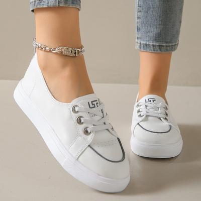 Модные кроссовки на низкой платформе, женская обувь, женские кроссовки из искусственной кожи для ходьбы, мокасины, белые плоские туфли без застежек, вулканизированные повседневные туфли