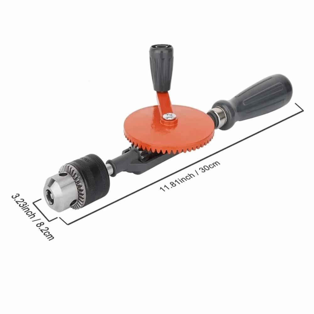 Double Pinions Hand Drill 1/4 Inch Clamping Range Hand Crank Drill 3/8 Inch Portable Design Manual Drill Wood Drilling