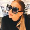 Crystal Oversized Sunglasses for Women Rhinestone Square Diamond Sun Glasses Retro Big Frame Sparkling Eyewear New