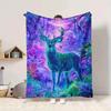 1pc Fantasy Forest Deer Blanket - Lightweight Flannel Fleece with Digital Printing, Soft Warm for Sofa, Travel, Camping, Office yy251018333