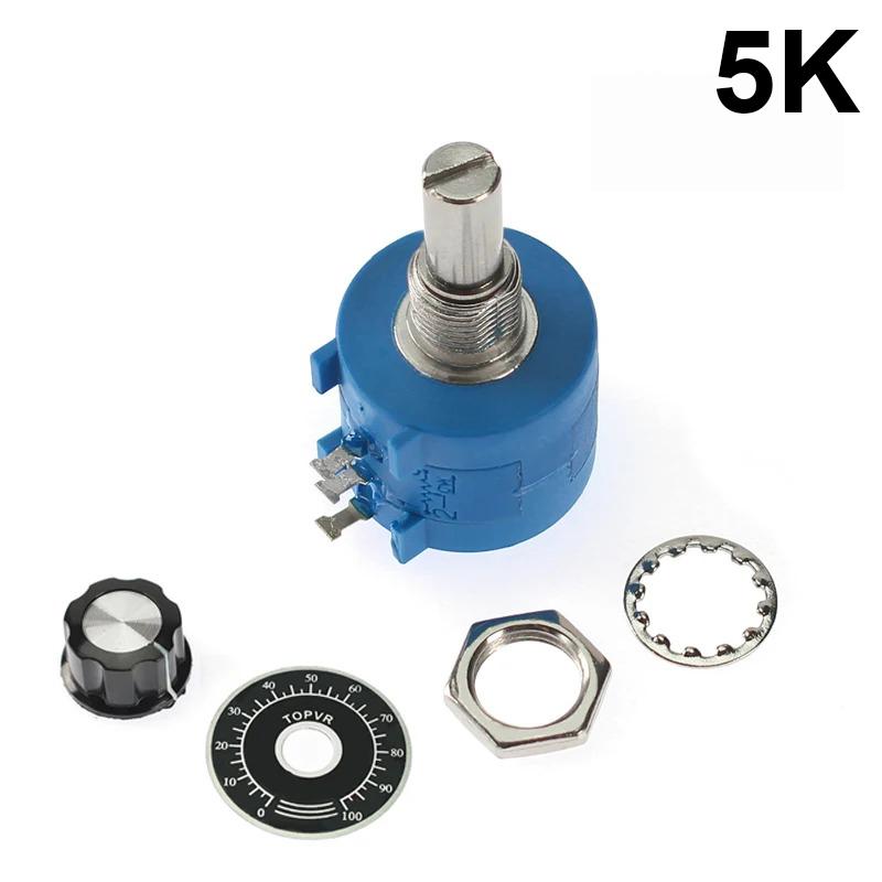 1 Set 3590S Precision Multiturn 5K 10K 100K ohm Precision Multiturn Potentiometer 10 Ring Adjustable Resistor Kit