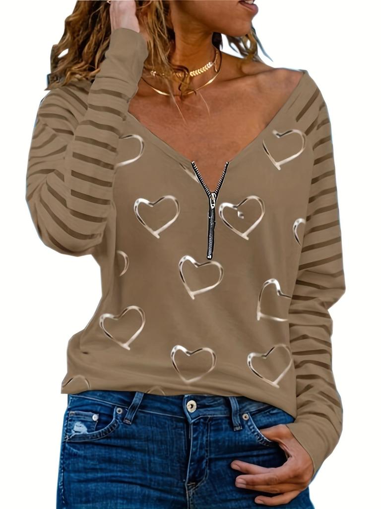 YYFS Женская мода повседневная весна осень блузки и рубашки с длинным рукавом и V-образным вырезом с принтом Love Letter