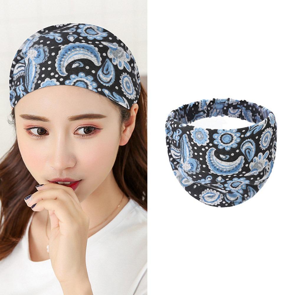 Хлопковая широкая повязка на голову Бохо повязка для волос Стильный головной убор для умывания лица, макияжа, йоги, тренировок