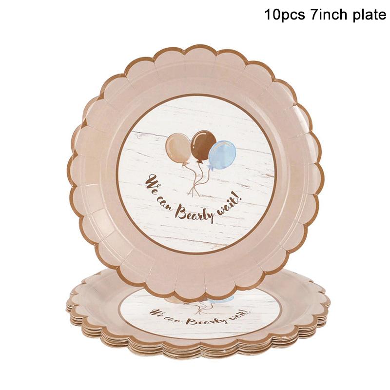 Одноразовая посуда «Плюшевый мишка» для мальчика, девочки, принадлежности для детского праздника, бумажные тарелки, стаканчики, украшение для детского дня рождения, подарочный пакет, воздушный шар