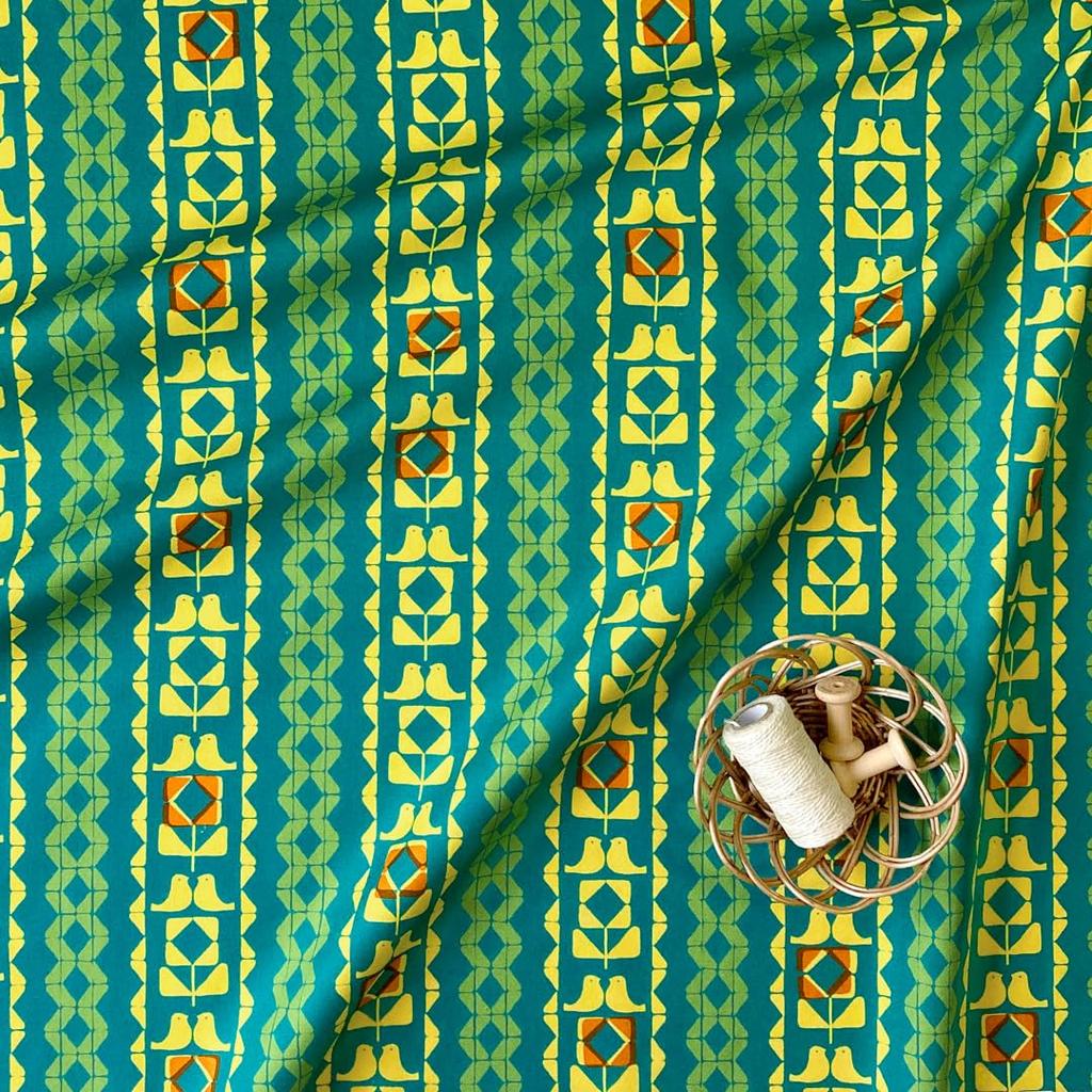 minimynimo Nordic Pattern Cut Cloth Scraps for DIY Cotton Oxford Crafts, (Brickbird Green, 50x150cm)