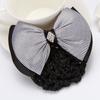 Rhinestone Ribbon Bowknot Stripe Net Bun Hair Cover Net Bun Snood Net Bun Crochet Women Barrette