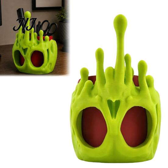 Novelty Villain Desk Accessories Halloween Poisonous Apple Skull Pen Holder, Gothic Gift for Lovers Caddy, Spooky Multi-functional Desktop Decor,