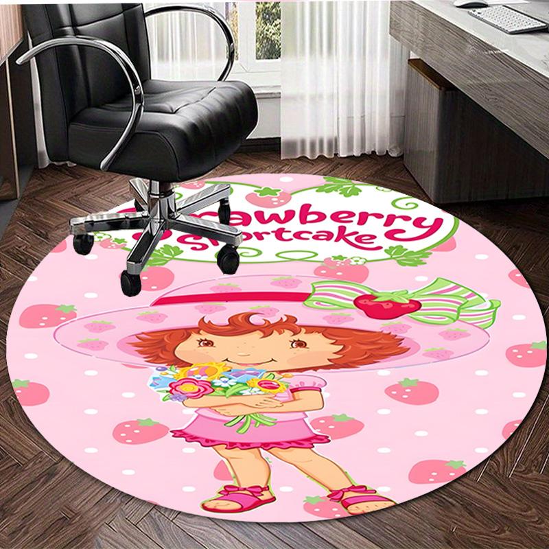 1pc Strawberry Princess2 Design Printed Area Round Carpet for Bedroom Living Room Home Decor Rugs Mat Non Slip Mat Rug for Bedside