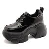 7,5 см полностью из натуральной коровьей кожи черные кроссовки на платформе на танкетке женские модные осенне-весенние повседневные женские мокасины женская обувь