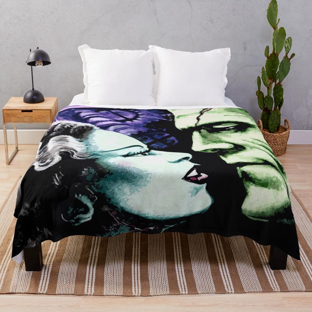 Bride & Frankie Monsters in Love Throw Blanket