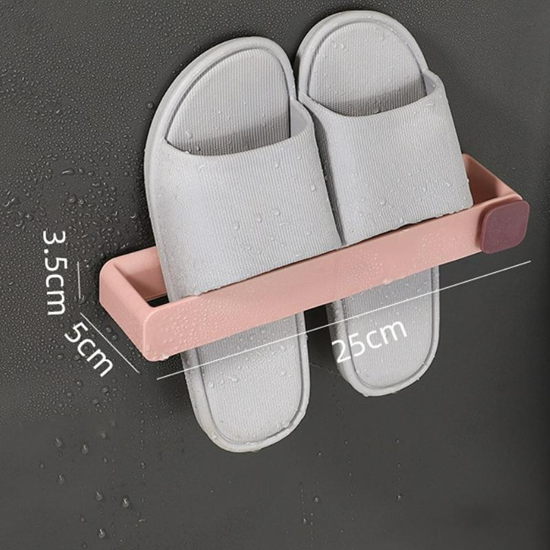 Wall Mounted One Piece Shoe Rack Bathroom Slipper Shelf No Punching Space Saving Shelf Bathroom Hanging Holder