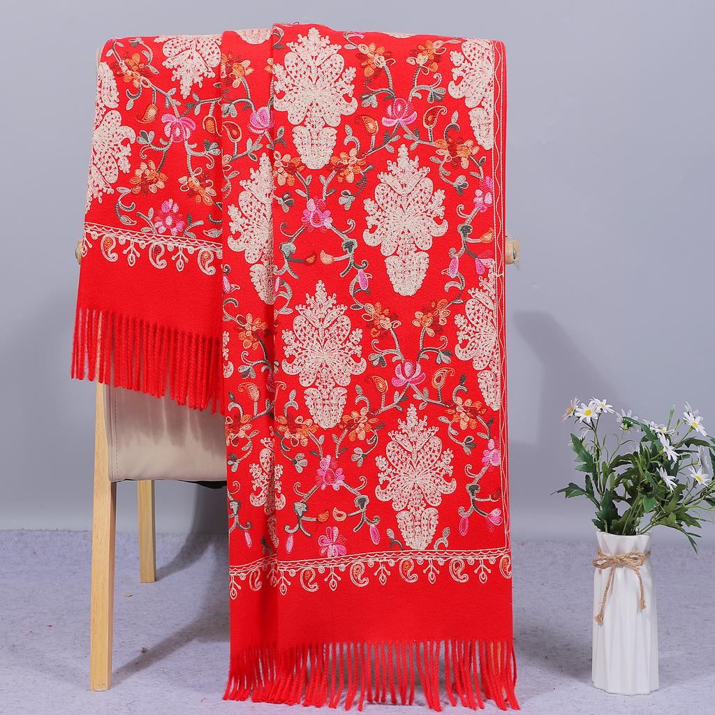 Autumn and winter red scarf for women, spring and autumn embroidered shawl, gift for mother, wedding dress, cheongsam outerwear, wedding banquet,