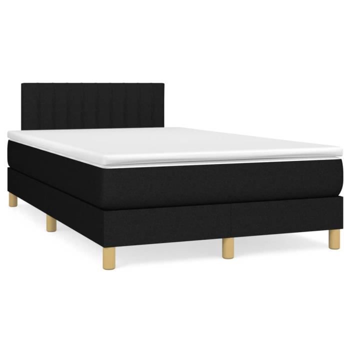 3140763 vidaXL Lit à sommier tapissier avec matelas Noir 120x200 cm Tissu