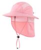 Летняя детская кепка с хвостиком, с клапаном UPF, быстросохнущая, широкополая шляпа от солнца, защита от УФ-лучей, шляпа сафари, детская шляпа для рыбалки для девочек, розовая, 50+