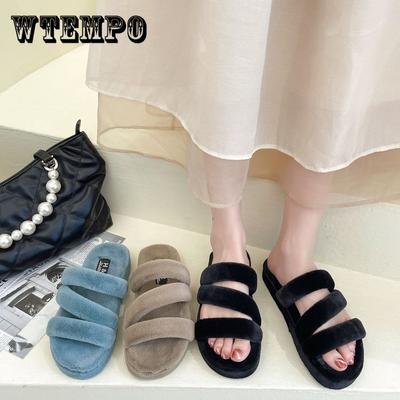 Женские меховые тапочки на шнуровке для осени, новый стиль, плоская подошва, удобные и мягкие, женские тапочки с ощущением дерьма