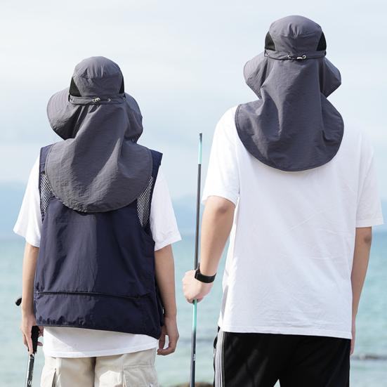 Sun Hat with Smart Fan Ventilation 360-Degree Sun Protection Adjustable Face Guard Shawl Design Outdoor Hat