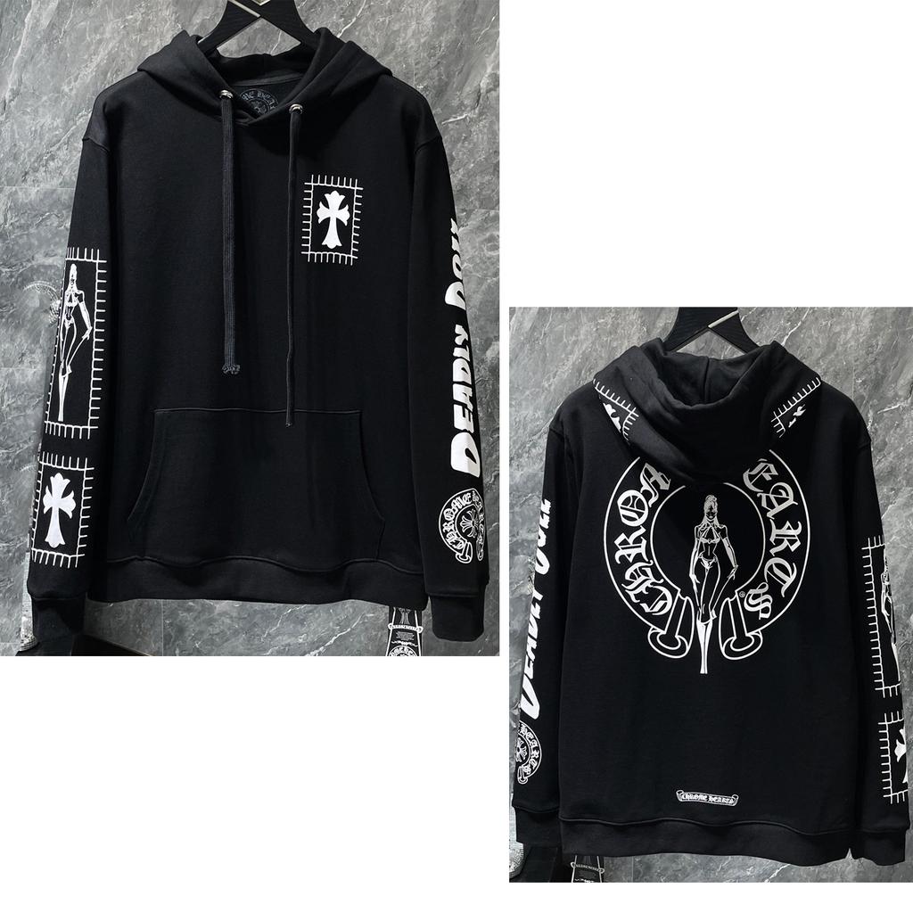 8630 CHROME HEARTS New Spring and Autumn Plus-size Thin Style Classic Style Logo Hooded Sweatshirt for Couples