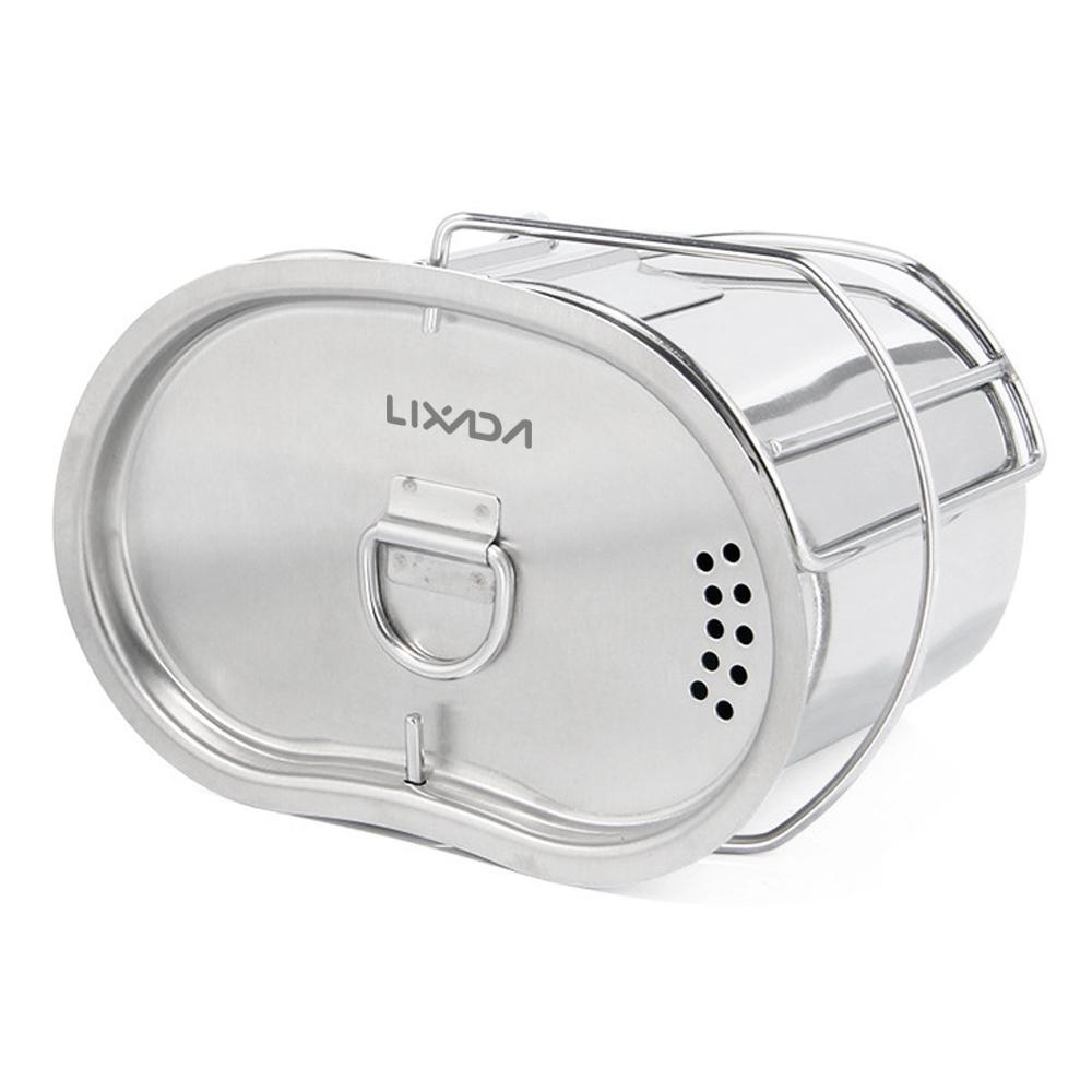 Чашка Lixada из нержавеющей стали со складными ручками и крышкой для походов на открытом воздухе