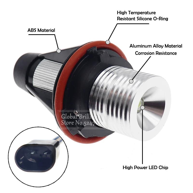 2Pcs LED Car Angel Eyes Marker Lights Bulbs For BMW E39 E53 E60 E61 E63 E64 E65 E66 E87 525i 530i Xi 545i M5 Error Free 2x5W