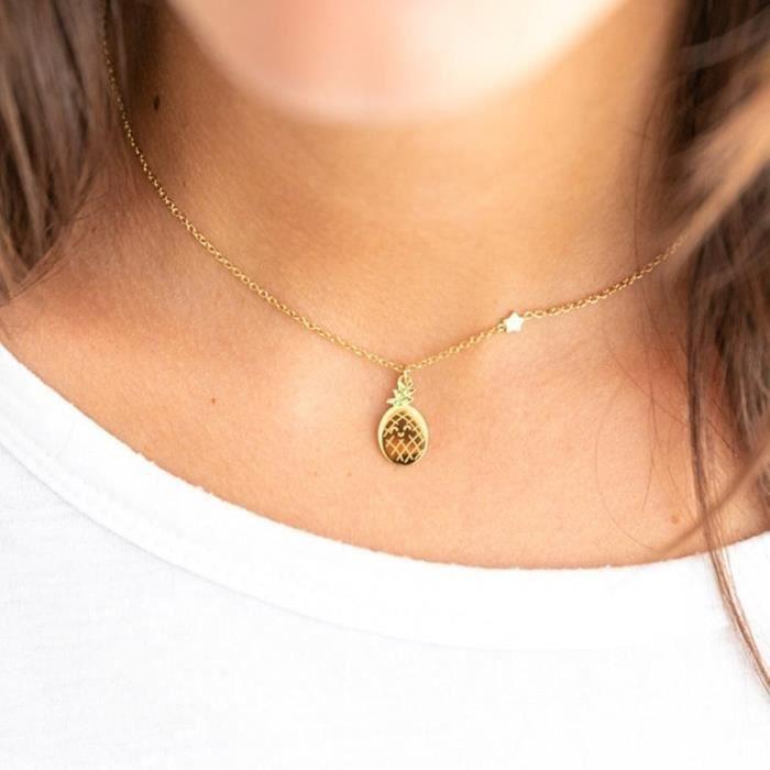 Кулон - Мистер. Замечательный - WJ20102 ТРОПИЧЕСКАЯ ВЕЧЕРИНКА - Нержавеющая сталь - 45см - Золотистый узор с ананасом